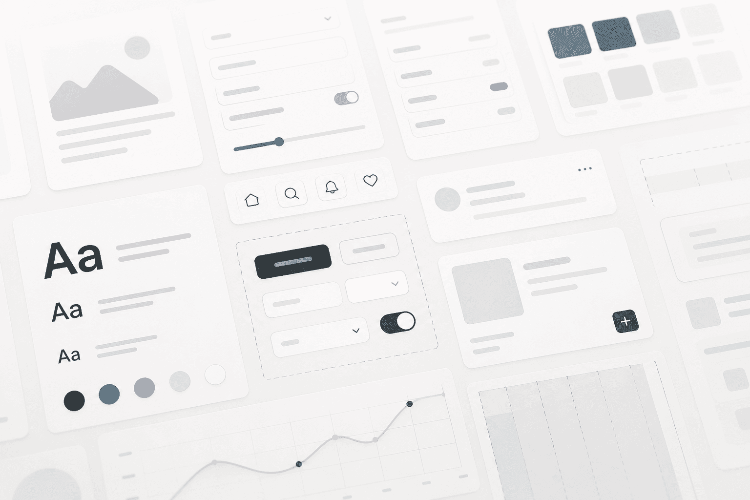 UI component library and design tokens visual concept