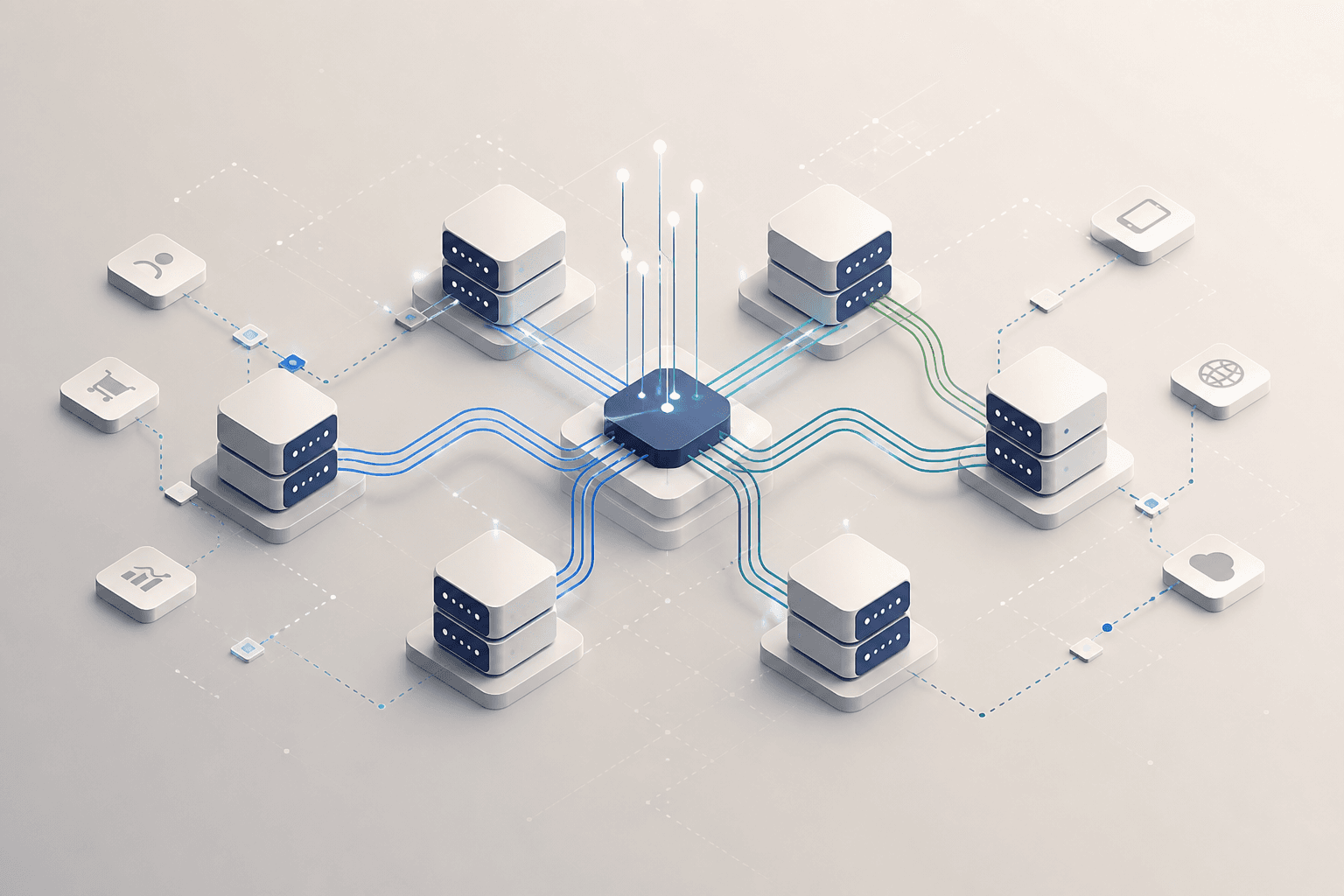 Abstract network diagram representing scalable API architecture